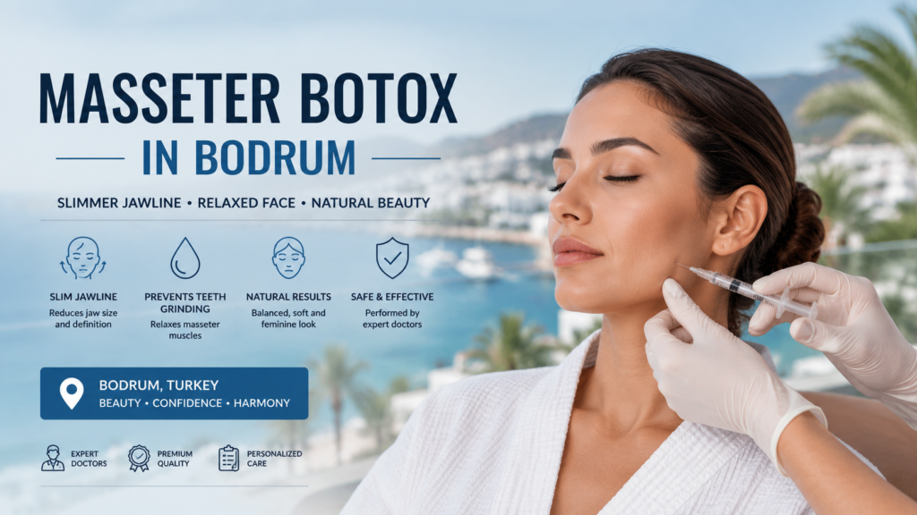 Masseter Botox in Bodrum treatment with jawline slimming aesthetic procedure performed by a specialist doctor in a luxury Bodrum clinic environment